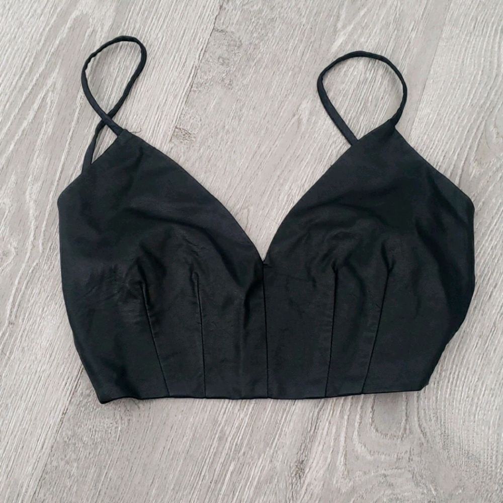 Leather open back bralet